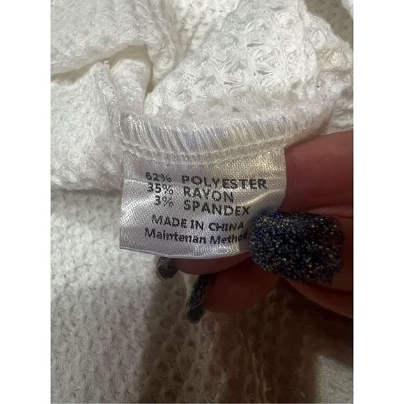 YIBOCK Off White Over Sized Open Cardigan Knit Sweater Sz S NWT - Picture 4 of 7